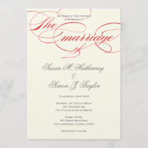 Invitación a la boda de script elegante - Rojo