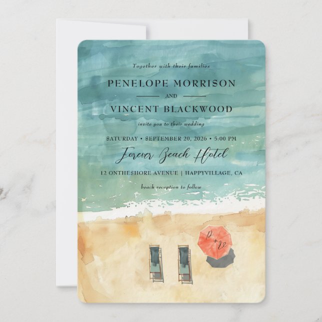 Invitación a la boda de Sea Beach (Anverso)