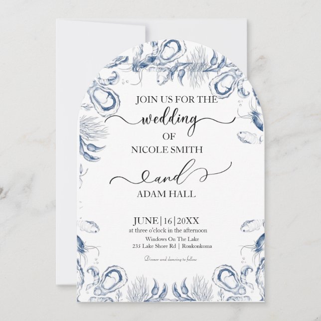 Invitación a la boda de Sea Beach |Destino costero (Anverso)