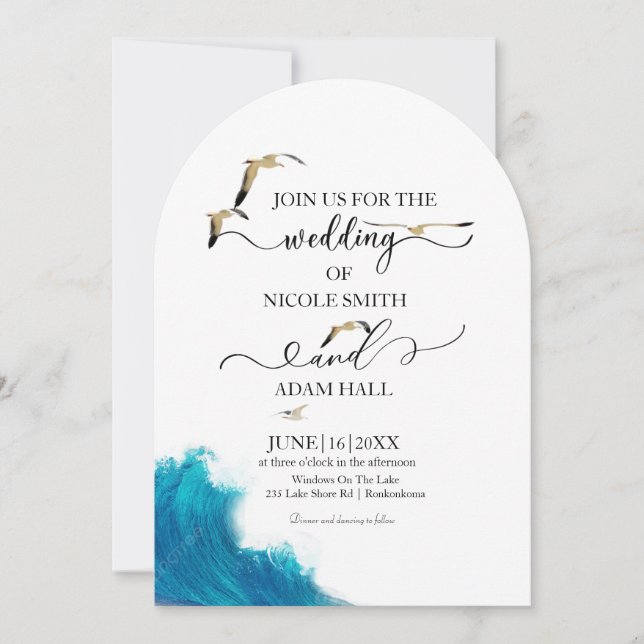 Invitación a la boda de Sea Beach |Destino costero (Anverso)