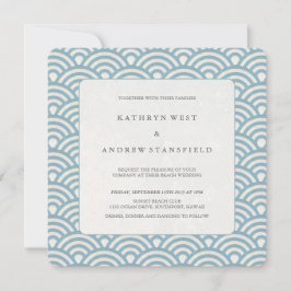 Invitación a la boda de Sea Blue + White Pattern B