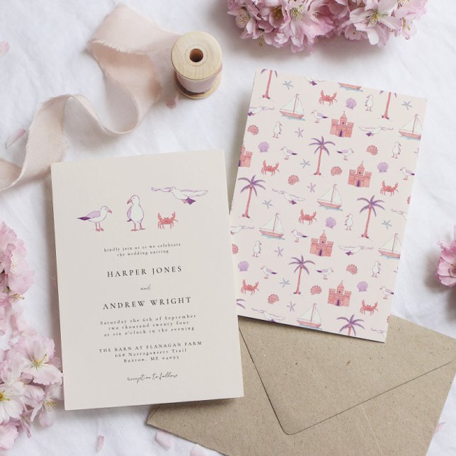 Invitación a la boda de Seagulls Beach (Subido por el creador)