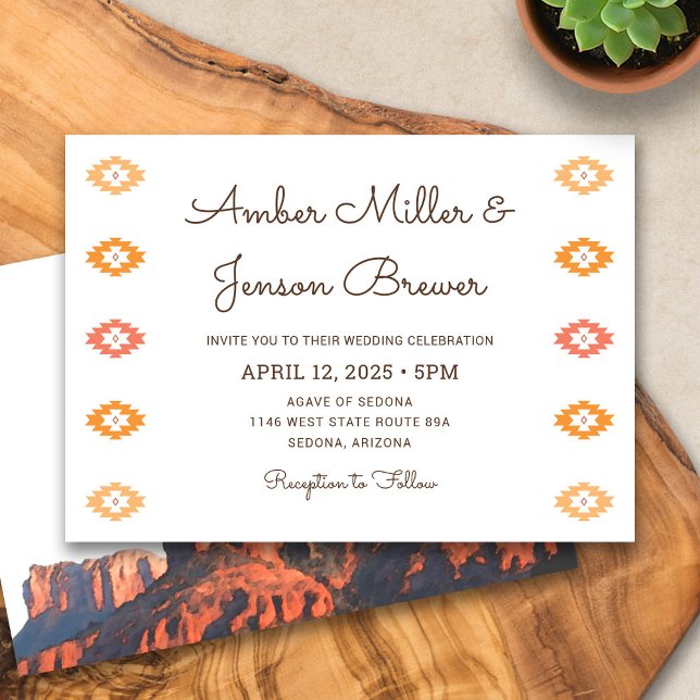 Invitación a la boda de Sedona, Moda del desierto (Desert Chic Sedona Wedding Invitation)