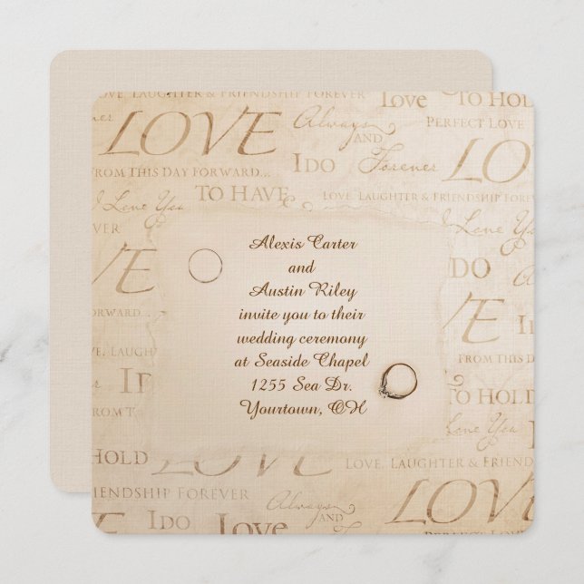 Invitación a la boda de Sepia (Anverso / Reverso)