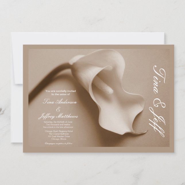 invitación a la boda de Sepia Calla (Anverso)