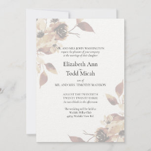 Invitación a la boda de Sepia Floral