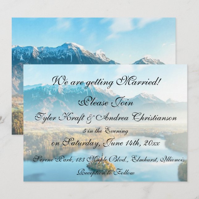 Invitación a la boda de Serene Mountain Scene (Anverso / Reverso)