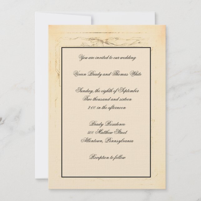 Invitación a la boda de Shabby Chic Bow (Anverso)