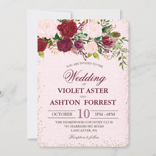 Invitación a la boda de Shabby Chic Floral (Anverso)