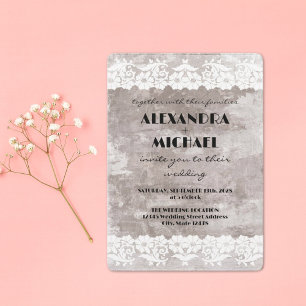 Invitación a la boda de Shabby Chic Paint y Lace W