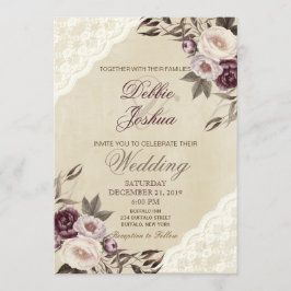 Invitación a la boda de Shabby Chic Purple Floral