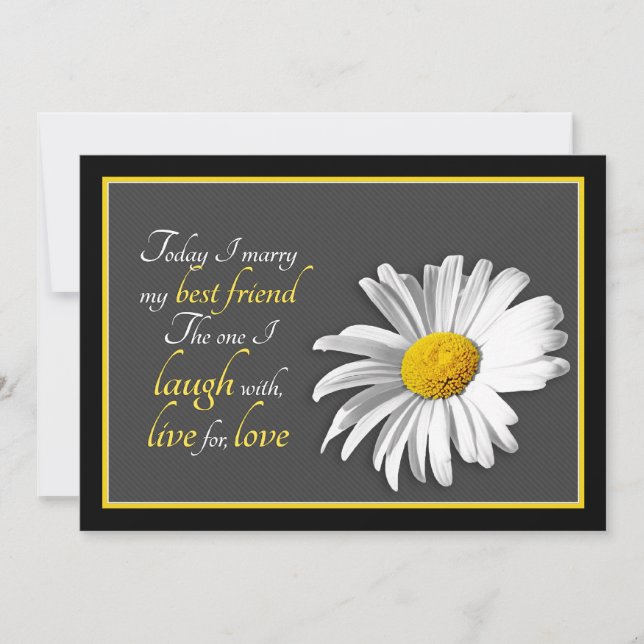 Invitación a la boda de Shasta Daisy con oro blanc (Anverso)