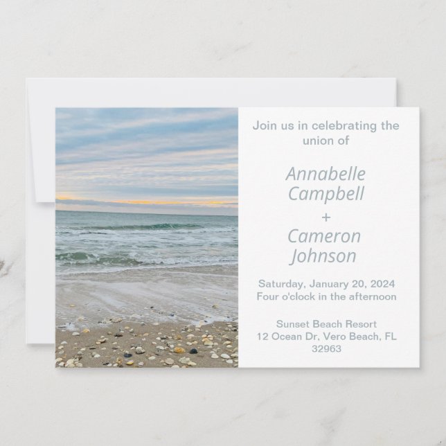 Invitación a la boda de Shell Blue Beach (Anverso)
