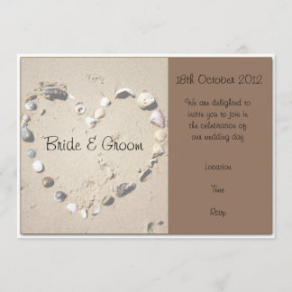 Invitación a la boda de Shell Love Heart Brown