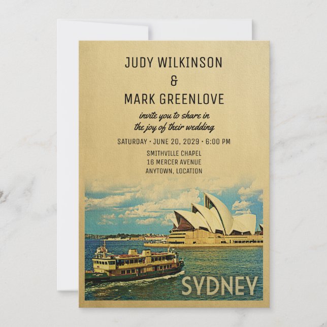 Invitación a la boda de Sídney Australia (Anverso)
