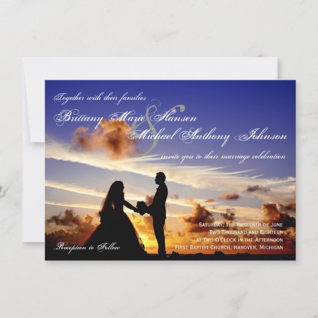 Invitación a la boda de silueta de la pareja de so (Anverso)