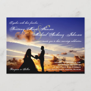 Invitación a la boda de silueta de la pareja de so