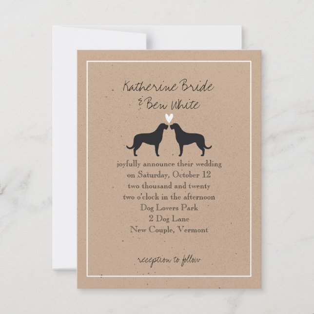 Invitación a la boda de siluetas de lobo irlandese (Anverso)