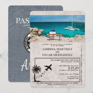Invitación a la boda de Silver Aruba Passport