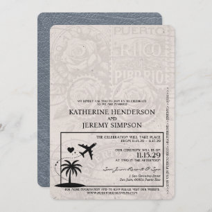 Invitación a la boda de Silver Puerto Rico Passpor