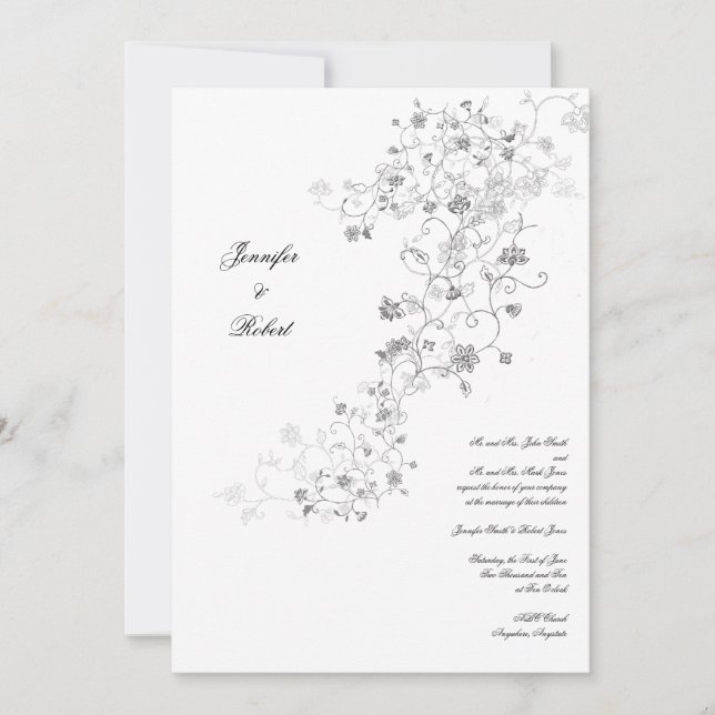 Invitación a la boda de Silver Vines (Anverso)