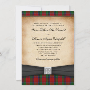 Invitación a la boda de Sinclair Modern Red Tartán