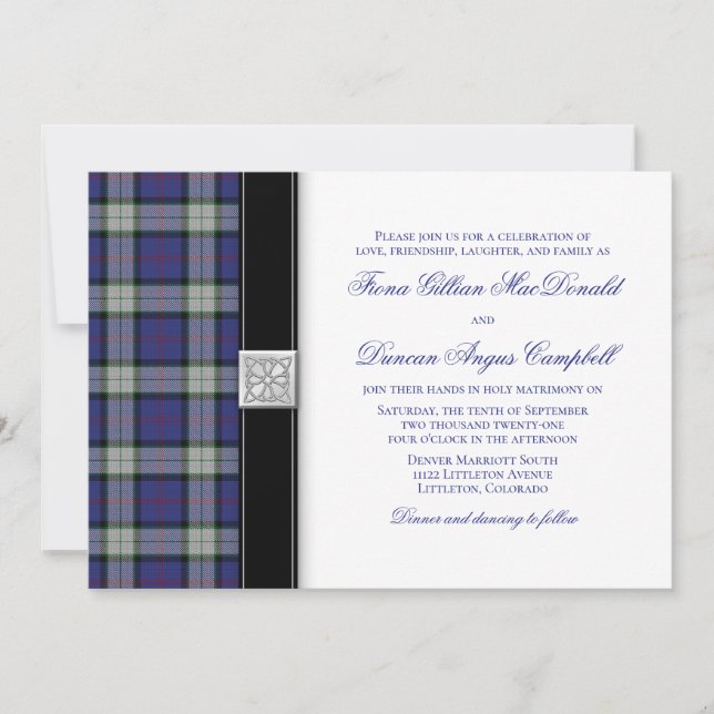 Invitación a la boda de Sinclair Vestir Tartán (Anverso)