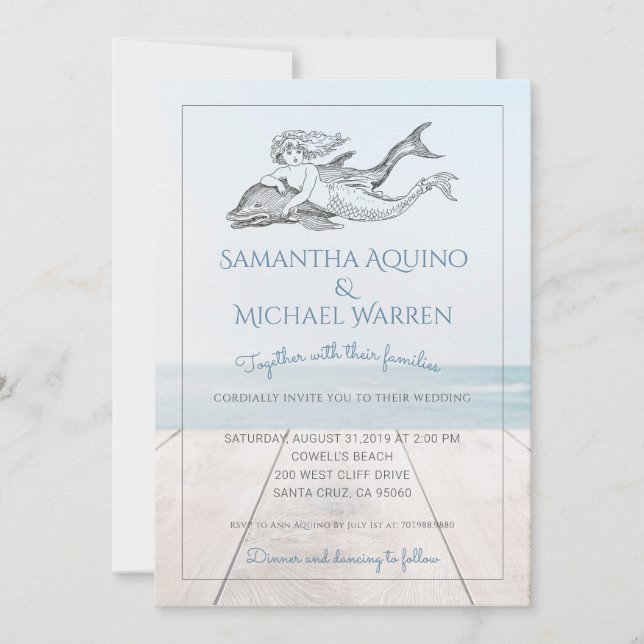 Invitación A La Boda De Sirenas Y Delfines (Anverso)