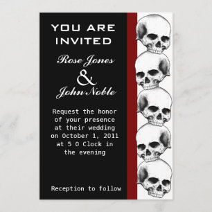 Invitación a la boda de Skulls Ebony (rojo)