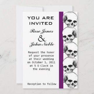 Invitación a la boda de Skulls (púrpura)