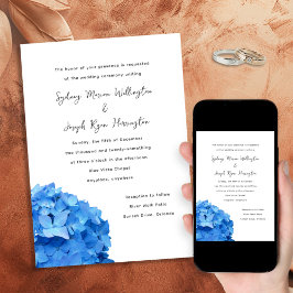 Invitación a la boda de Sky Blue Hydrangea