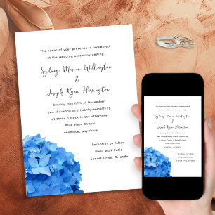 Invitación a la boda de Sky Blue Hydrangea
