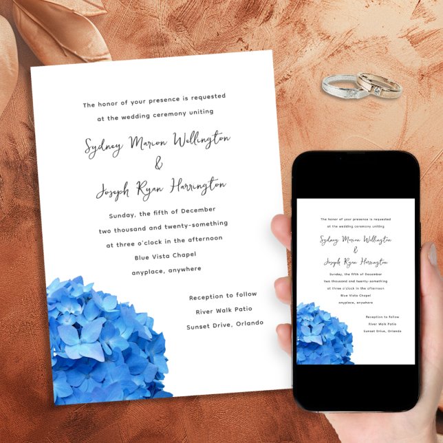 Invitación a la boda de Sky Blue Hydrangea (Subido por el creador)