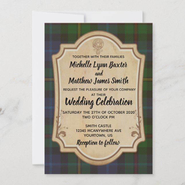 Invitación a la boda de Smith Tartan (Anverso)