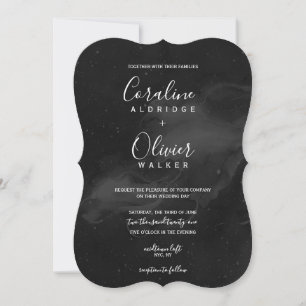 Invitación a la boda de Smokey Black Watercolor