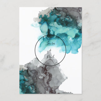 Invitación a la boda de Smokey Verde azulado y Gra