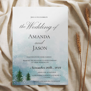 Invitación a la boda de Snowy Winter Morning Blue 