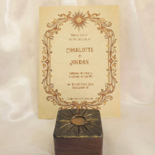 Invitación a la boda de sol y estrella cálida en t