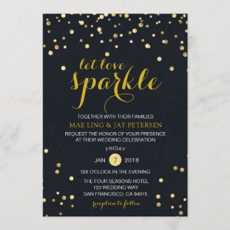 Invitación a la boda de Sparkle Purpurina de oro n