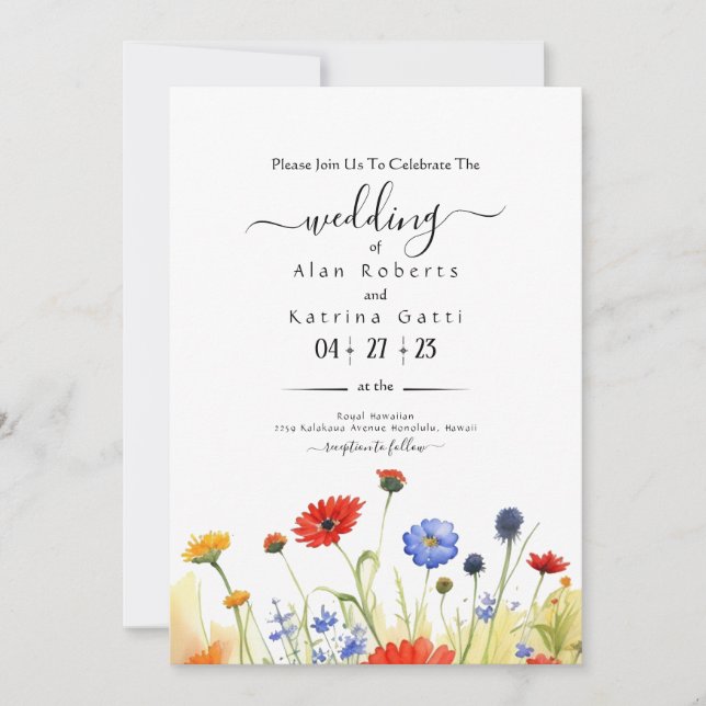 Invitación a la boda de Spring Meadow Wildflowers (Anverso)