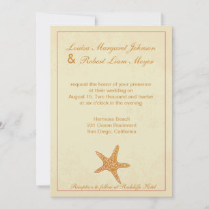 Invitación a la boda de Star Fish-Beige
