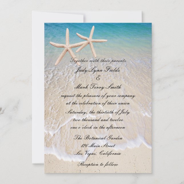 Invitación a la boda de Starfish Beach (Anverso)