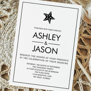 Invitación a la boda de Starfish Beach minimalista