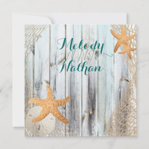 Invitación a la boda de Starfish Beach Rustic