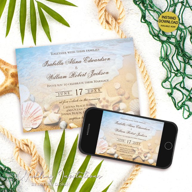 Invitación a la boda de Starfish Beach Tropical (Subido por el creador)