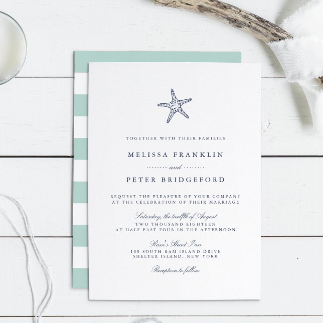 Invitación a la boda de Starfish Nautical (Subido por el creador)
