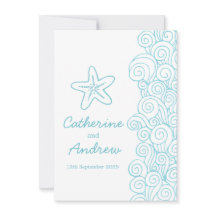 Invitación a la boda de Starfish Sea swift blue be