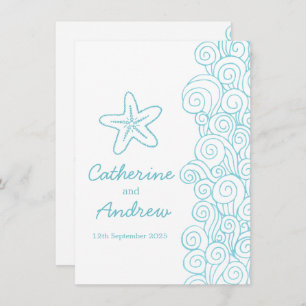 Invitación a la boda de Starfish Sea swift blue be