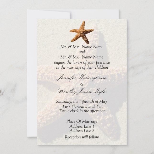 Invitación a la boda de Starfish Tropical Boda Bea (Anverso)