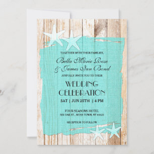 Invitación a la boda de Starfish Turquesa Rústica